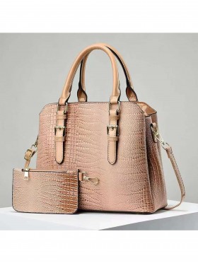 2 in 1 Faux Leather Satchel Bag 